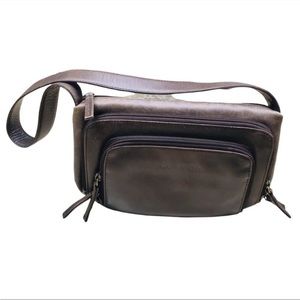 Derek Alexander Leather Brown Organizer Shoulder Bag